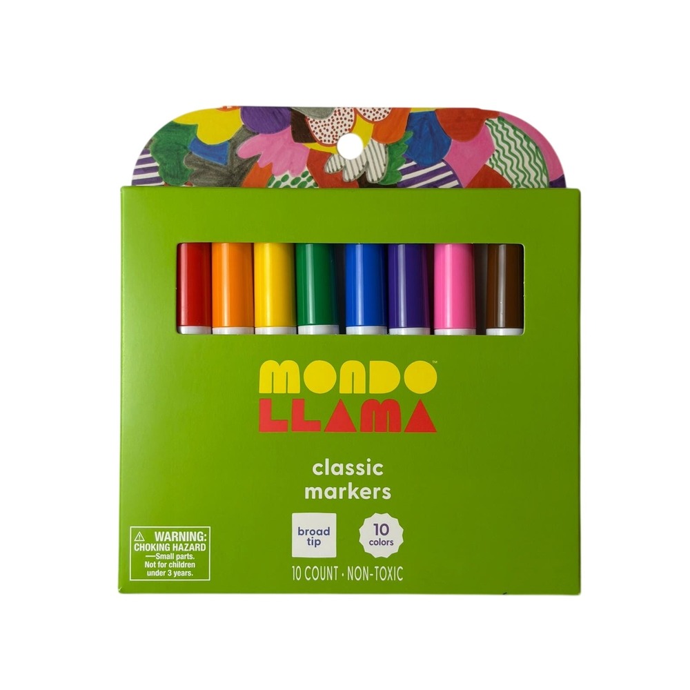 Mondo Llama Classic Markers 10 Count Broad Tip Non Toxic Box New